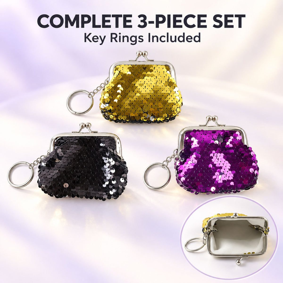 Cute Mini Coin Pouch with Key Ring for Travel Bags and Backpacks (1 Pc)