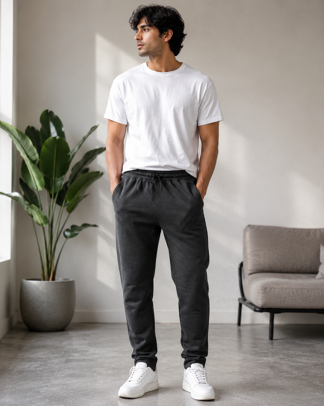 Men's Premium Cotton Track Pants | Zip Pockets | Cuffless