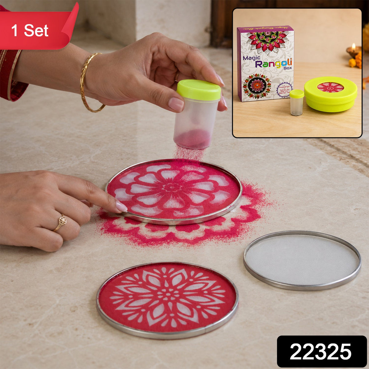 Magic rangoli maker set with stencils, 1 set