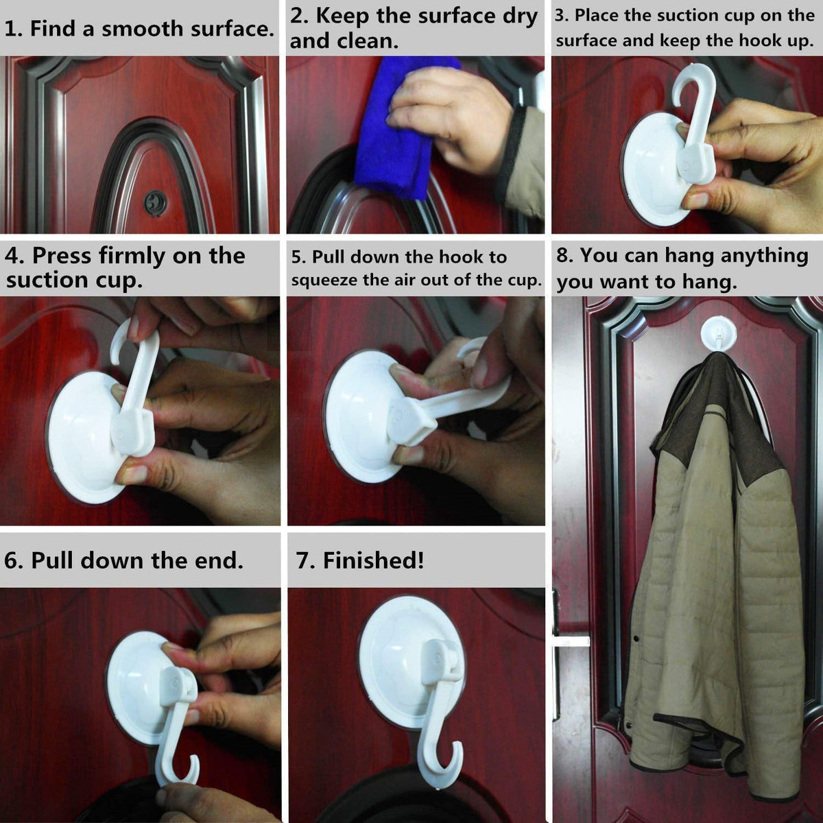 Suction wall hook installation steps