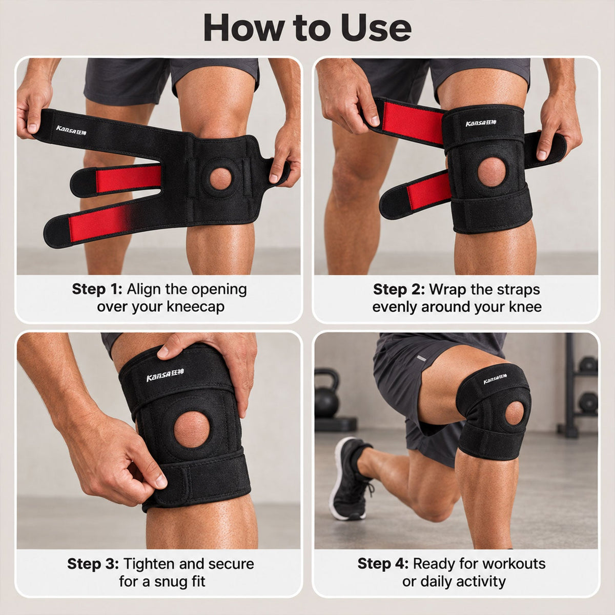 Knee support straps view