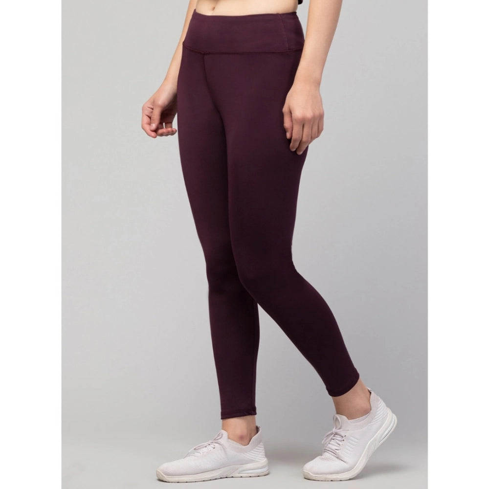 Generic Women's Polyester Solid Ankle Length High-Rise Tights (Purple)