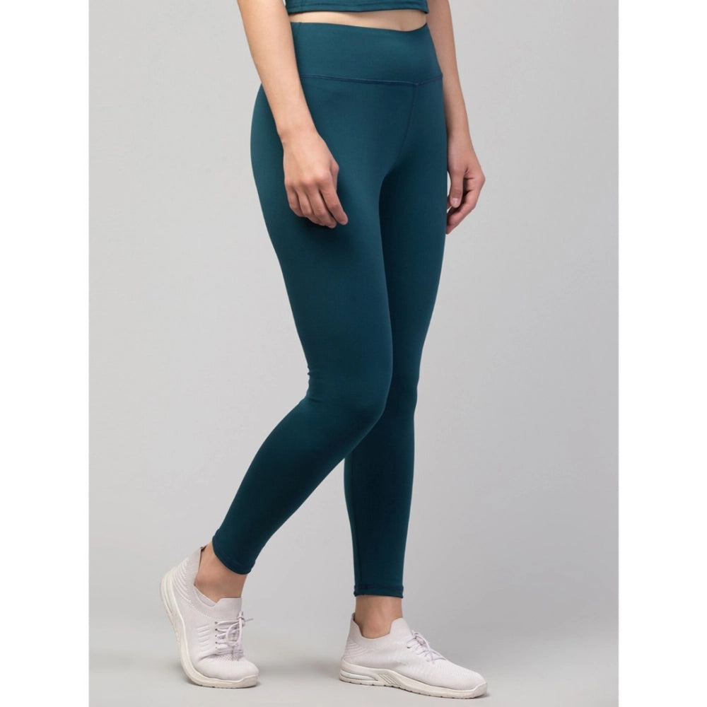 Generic Women's Polyester Solid Ankle Length High-Rise Tights (Green)