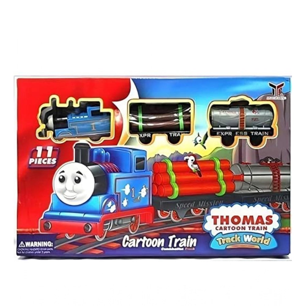 Generic Plastic Thomas Express Train 11Pcs Toy Set With Tracks (Multicolor)