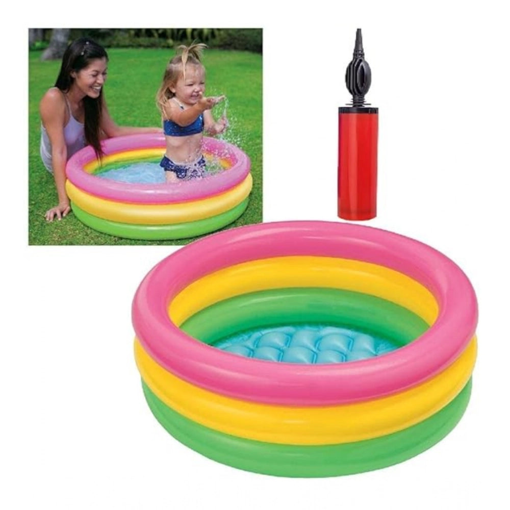 Generic Plastic Bath Tub With Pump 2 Ft Round For Kids (Multicolor )