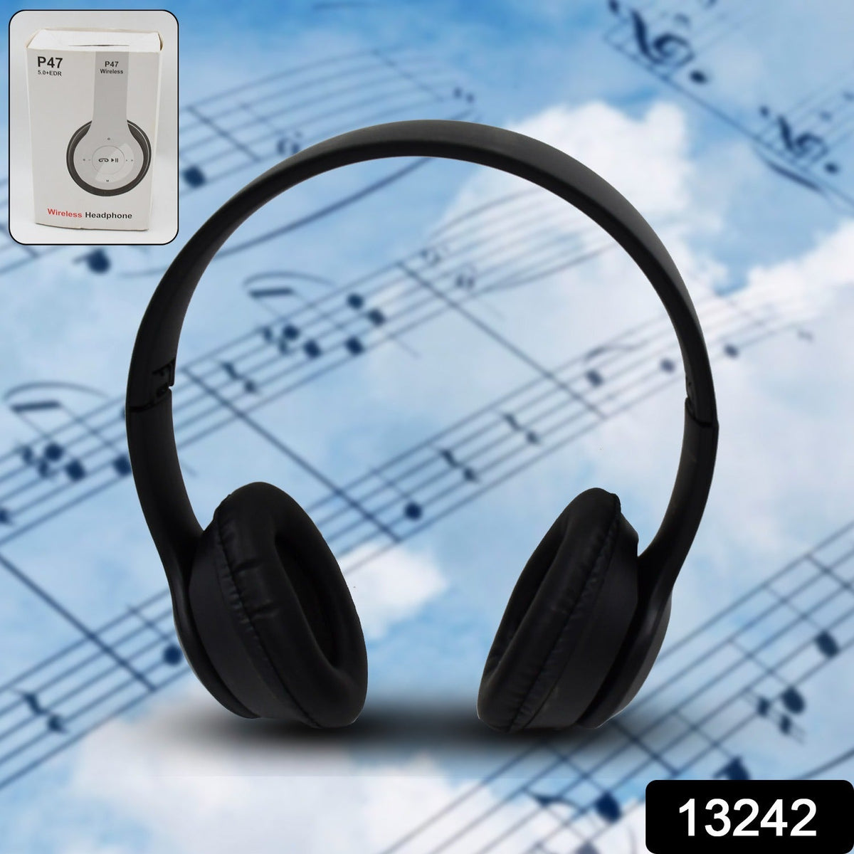 Side view of ergonomic wireless over-ear headphones in black.