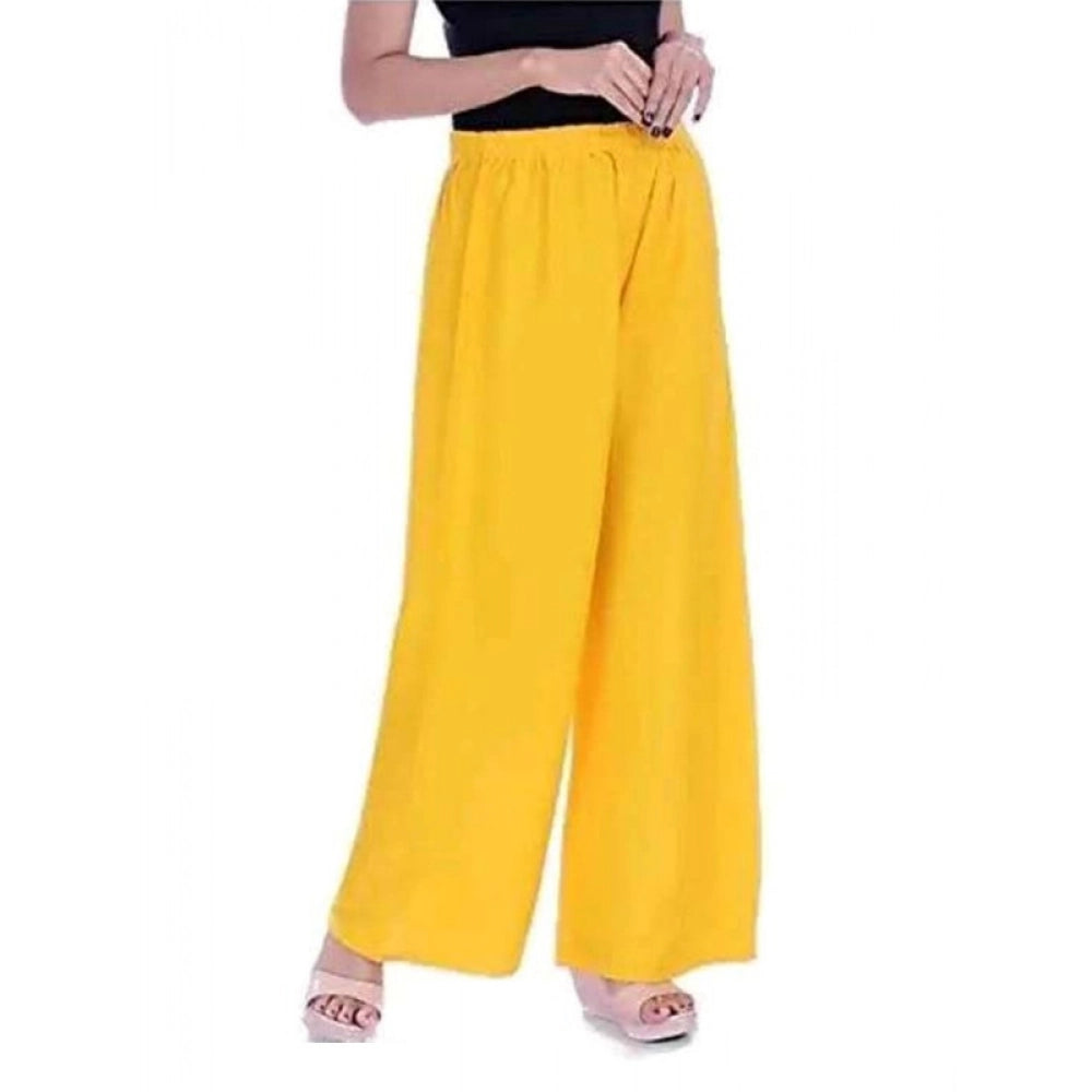 Generic Women's Casual Rayon Solid Ankle Length Palazzo (Yellow , Free Size)
