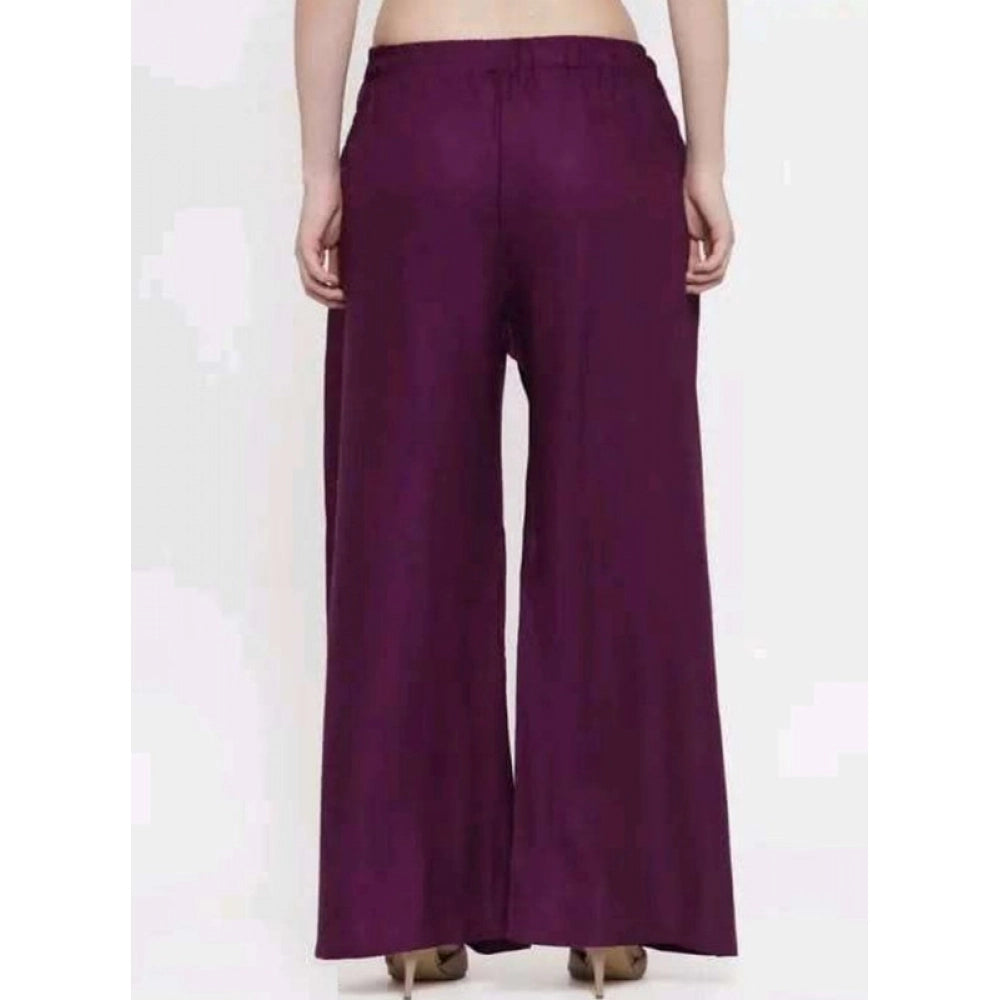 Generic Women's Casual Rayon Solid Ankle Length Palazzo (Purple, Free Size)