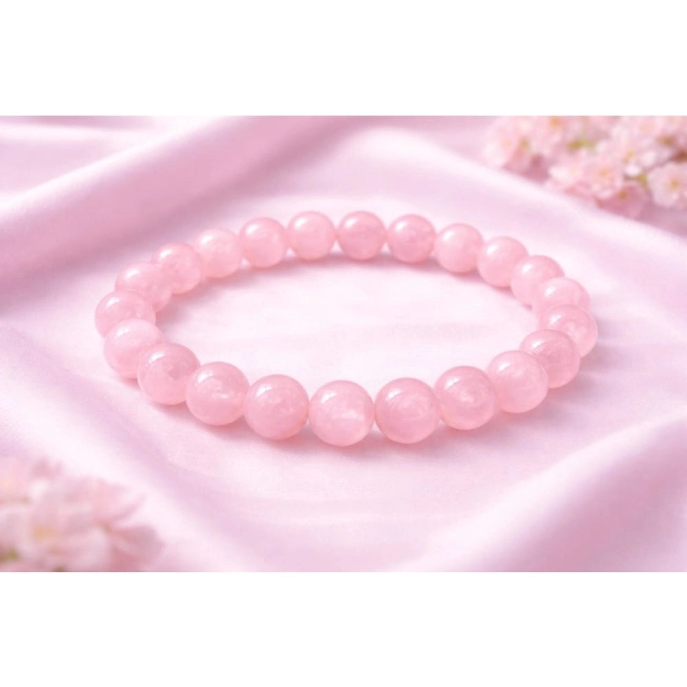 Generic Natural Crystal 8mm Rose Quartz Bracelet (Light Pink)