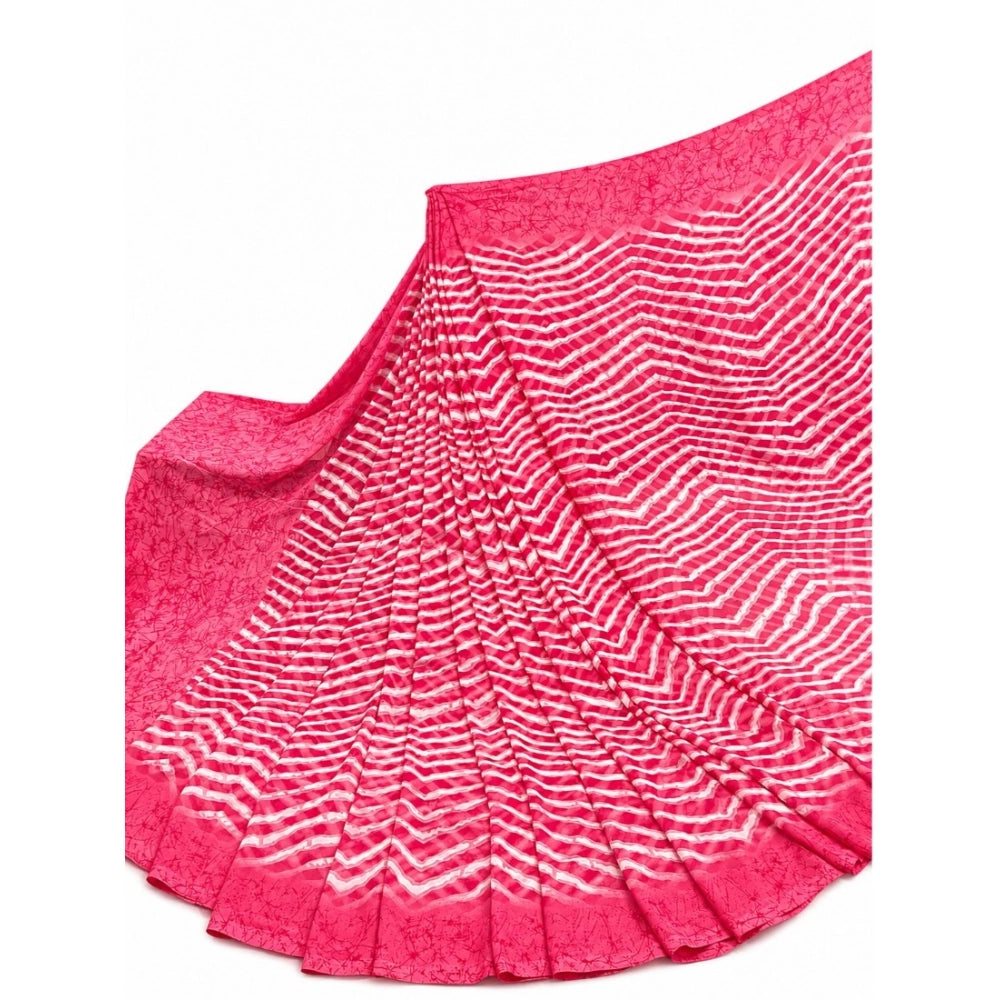 Generic Women's Georgette Printed Saree With Unstitched Blouse 5.5Mtr (Pink)