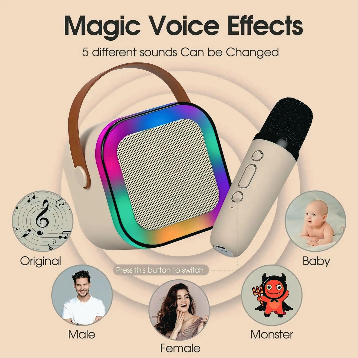 Mini Karaoke Machine With 1 Mic