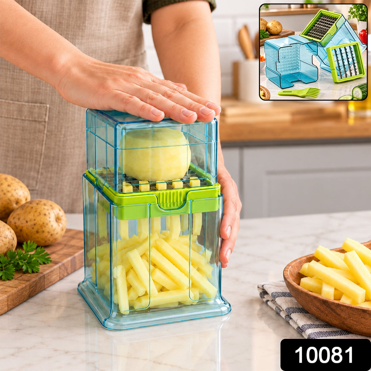 2 in 1 Potato Chipser and Slicer with Dual Blades for Fries (1 Pc)
