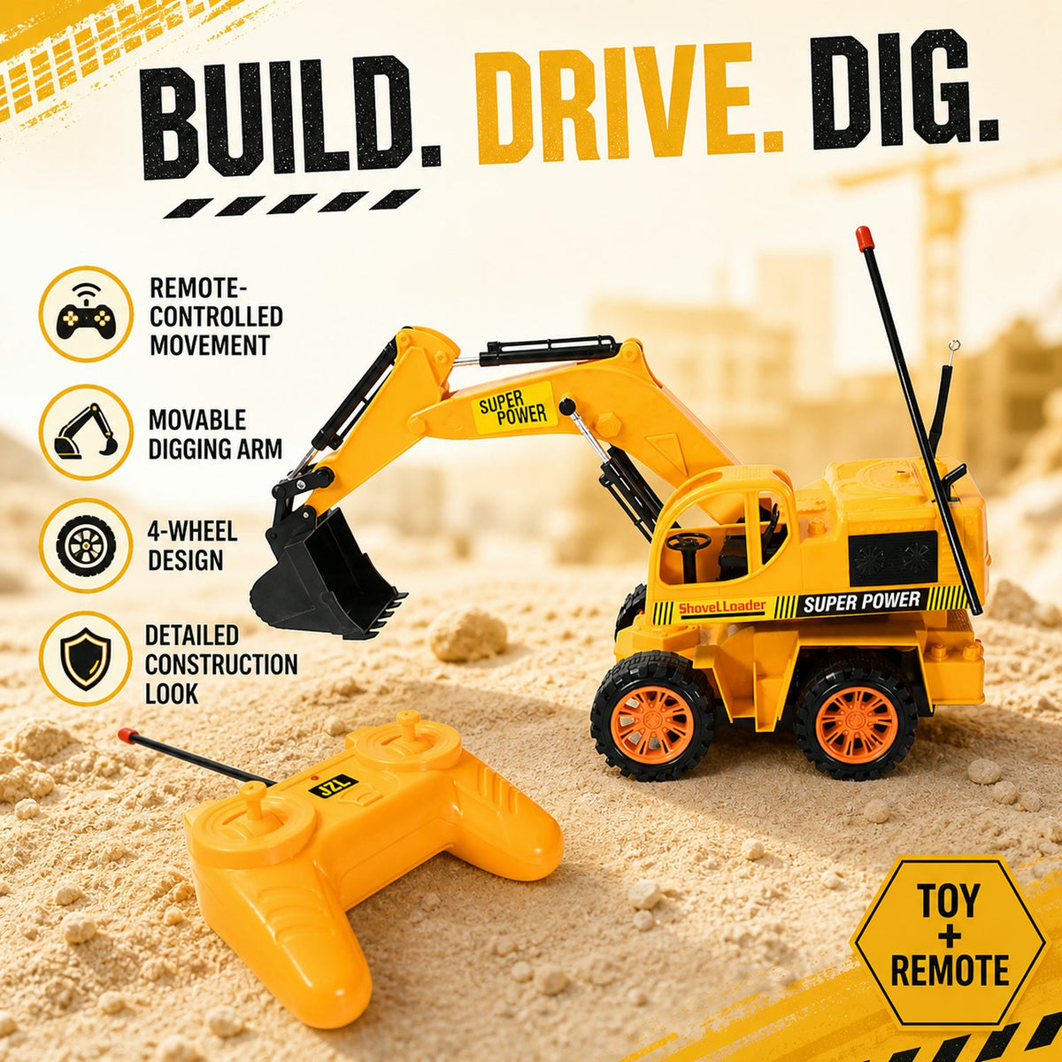Remote Control JCB Toy – Construction Truck for Kids | Little Blocks