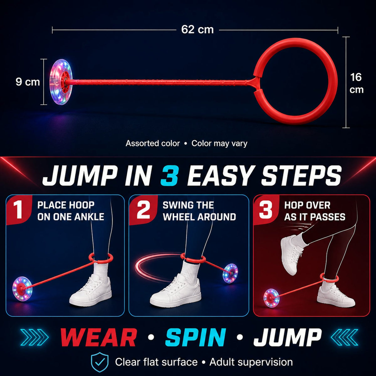 LED Jumping Ring for Kids – Flashing Ankle Skip Ball | TinyTrendy
