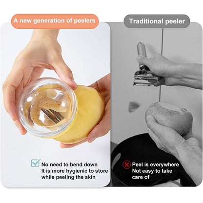 Ergonomic design of the Quickslice round peeler for comfortable fruit and vegetable peeling.