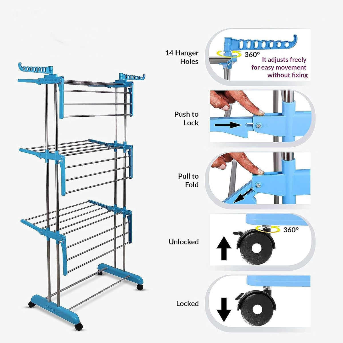 The sturdy frame of the foldable cloth drying stand ready for assembly.