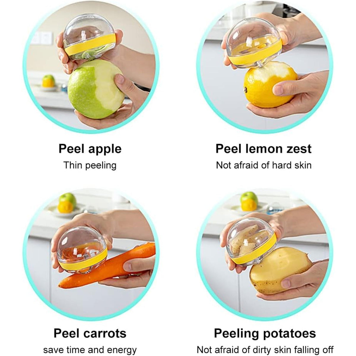 Round peeler disassembled for easy cleaning, showcasing its simple, user-friendly design.