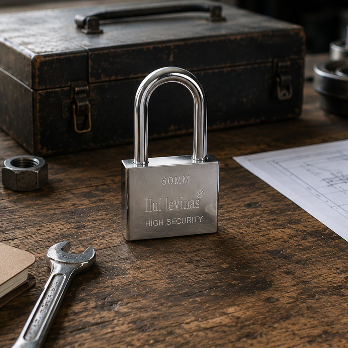 Padlock securing a shop shutter