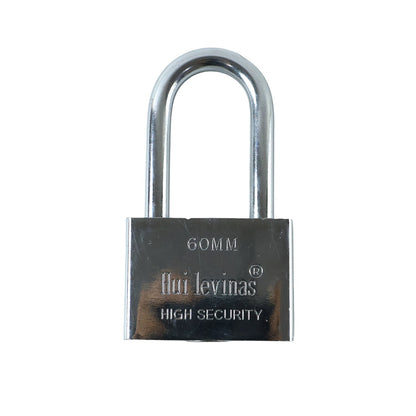 60mm metal padlock on white background