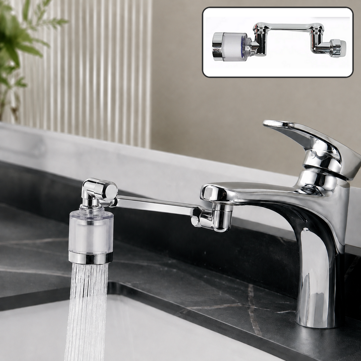 Flexible Swivel Faucet Head with Dual Flow for Kitchen Sink