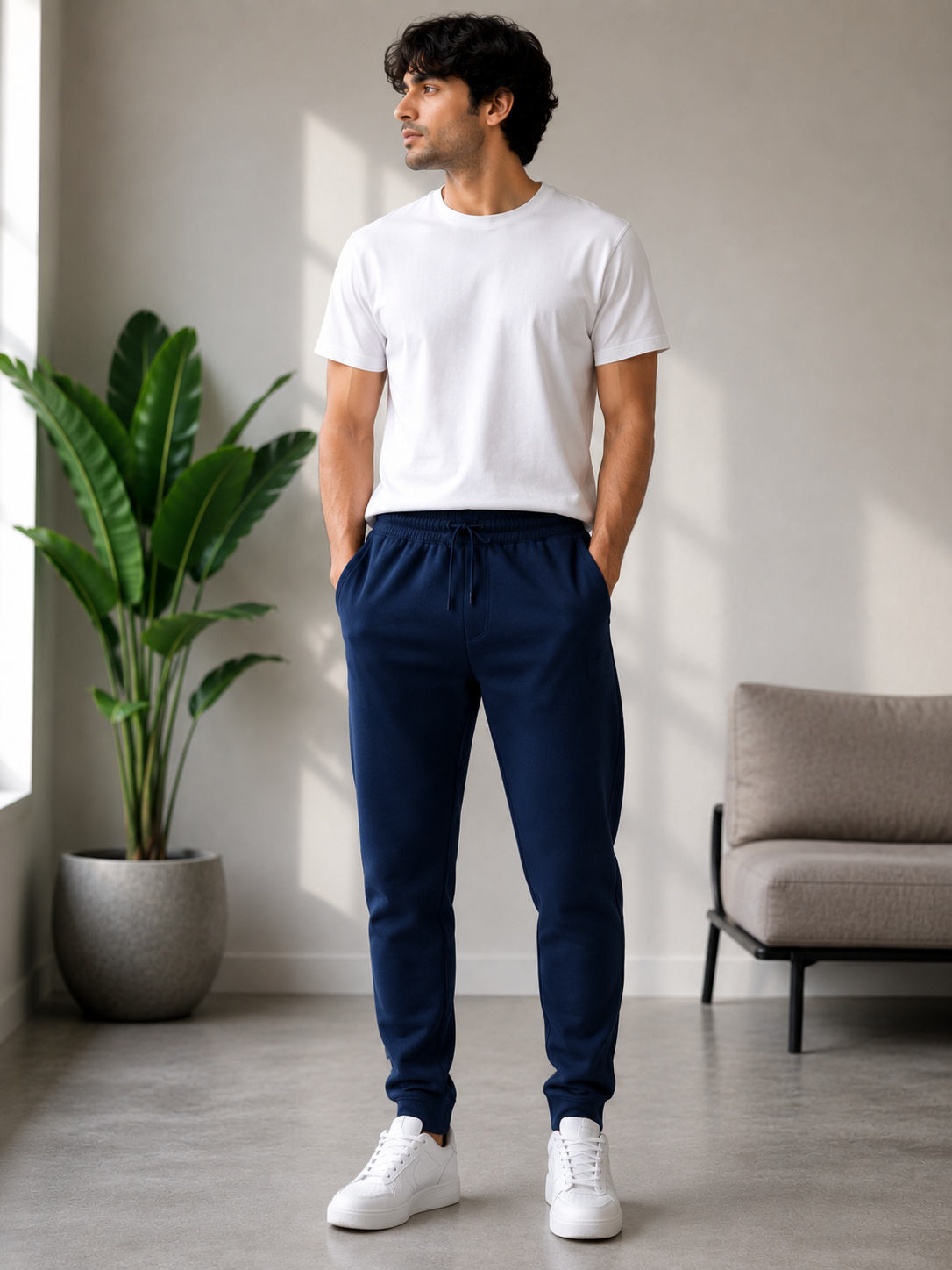 Men's Premium Cotton Track Pants | Zip Pockets | Cuffless