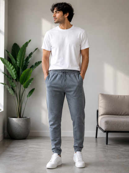 Men's Premium Cotton Track Pants | Zip Pockets | Cuffless