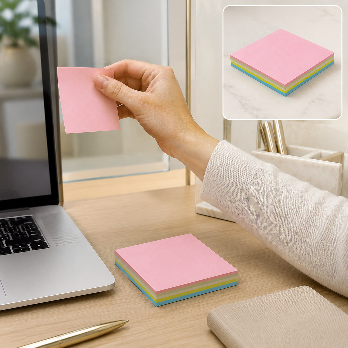 USB Flexible LED Desk Light & Multicolour Sticky Notes Combo