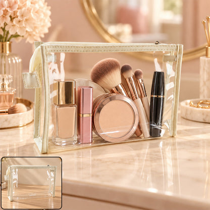 Transparent PVC makeup zipper pouch travel