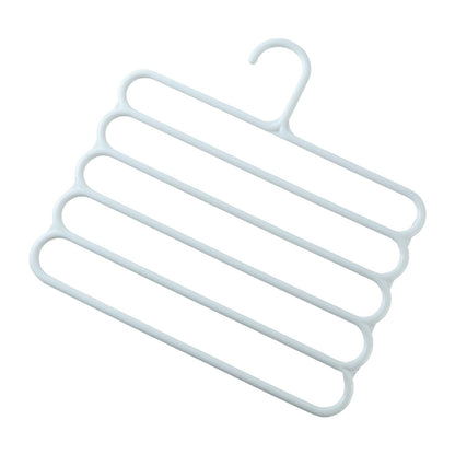 Large 5 in 1 plastic multipurpose hanger on white background