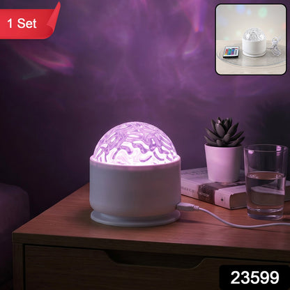 White projection light casting purple patterns on a wall, with a red "1 Set" label and a black "23599" label.