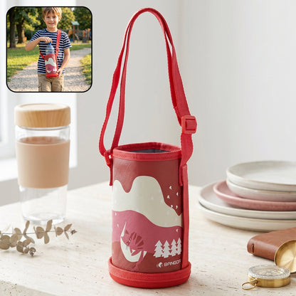 Durable water bottle carrier sling pouch with adjustable strap for outdoor and gym use