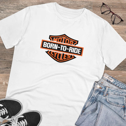 HBR Kart Men's PC Cotton Bike Ride Design Printed T Shirt (Color: White, Thread Count: 180GSM)
