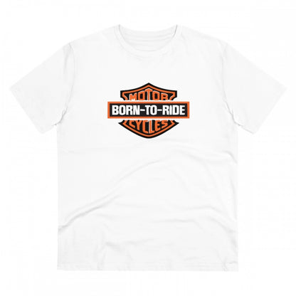 HBR Kart Men's PC Cotton Bike Ride Design Printed T Shirt (Color: White, Thread Count: 180GSM)