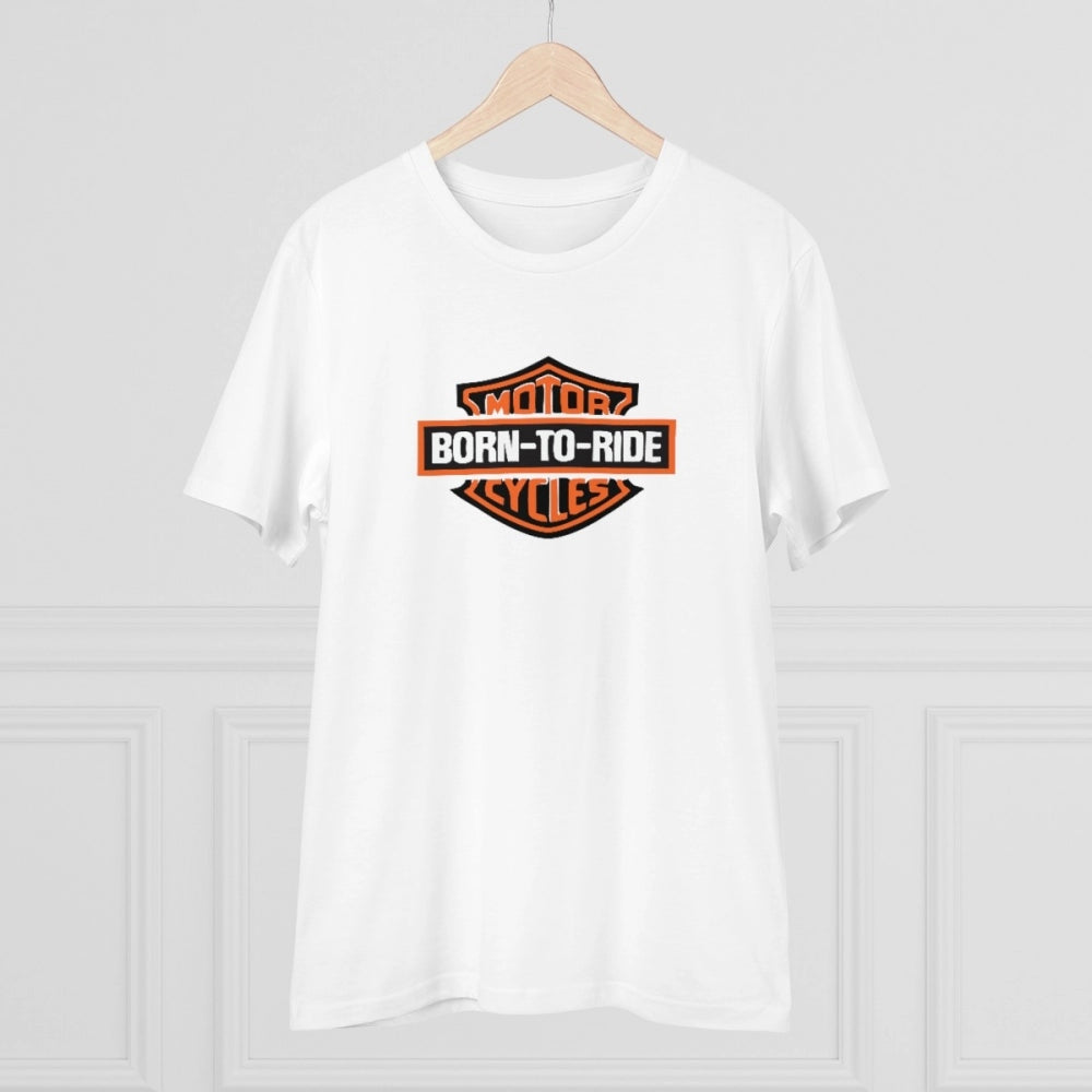 HBR Kart Men's PC Cotton Bike Ride Design Printed T Shirt (Color: White, Thread Count: 180GSM)