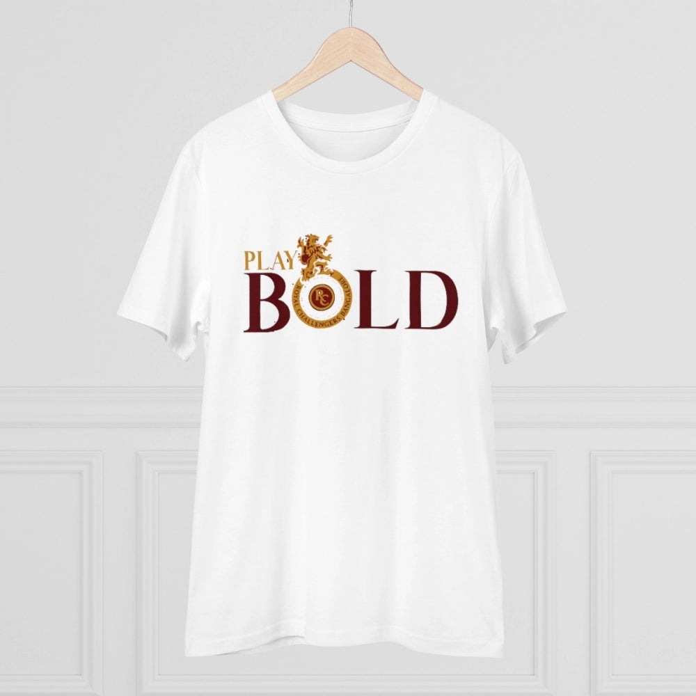 HBR Kart Men's PC Cotton Cricket Design Printed T Shirt (Color: White, Thread Count: 180GSM)