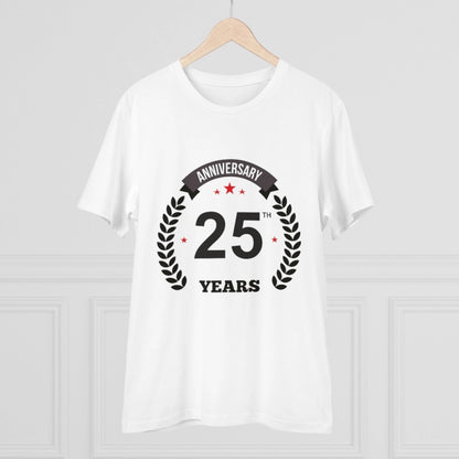 HBR Kart Men's PC Cotton 25th Anniversary Printed T Shirt (Color: White, Thread Count: 180GSM)