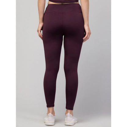 Generic Women's Polyester Solid Ankle Length High-Rise Tights (Purple)