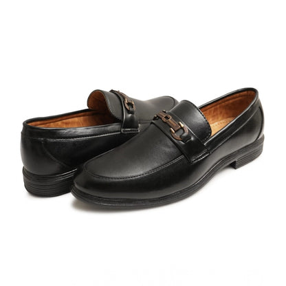 Generic Men's Casual Faux Leather Solid Slip-on Formal Shoes (Black)