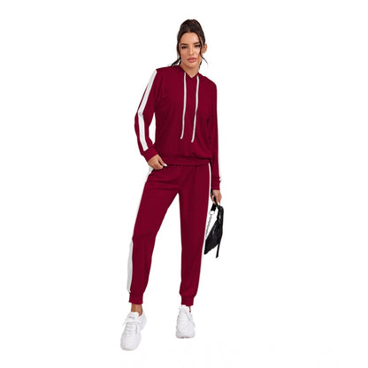 Generic Women's Knitting stretchable Solid Hooded Neck Full Sleeve Track Suit (Maroon)