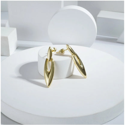 Generic Women's brassNew Gold Tone Polish Mini Office Earrings (Gold Plated)