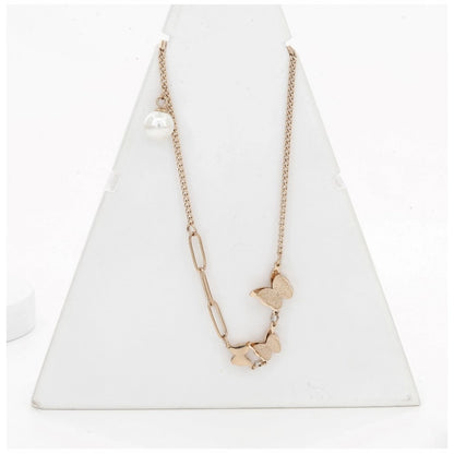 Generic Women's Stainless Steel Butterfly Pendent Delicate Chain (Gold Plated)