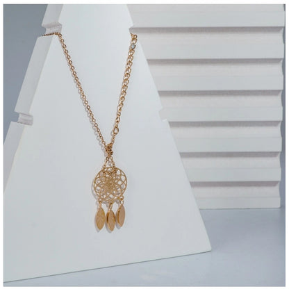 Generic Women's Stainless Steel Dream Catcher Pendent Delicate Chain (Gold Plated)