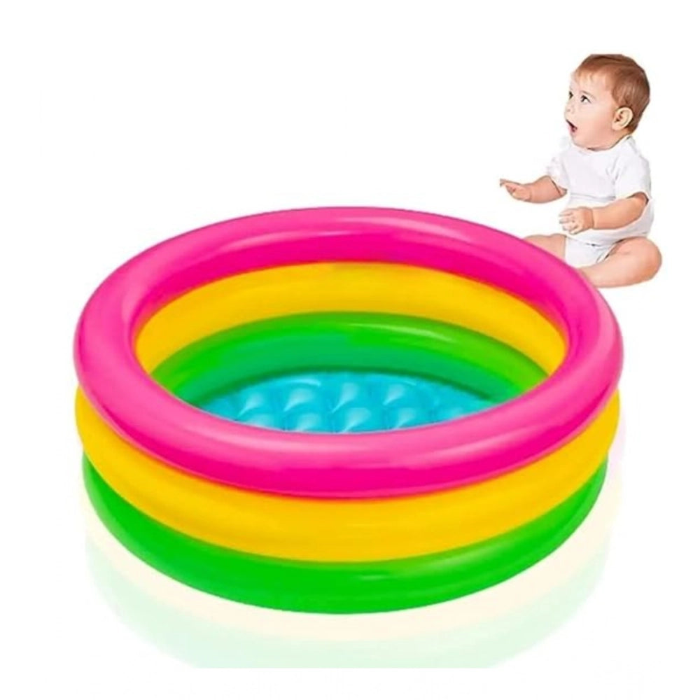 Generic Plastic Bath Tub With Pump 3 Ft Round For Kids (Multicolor )