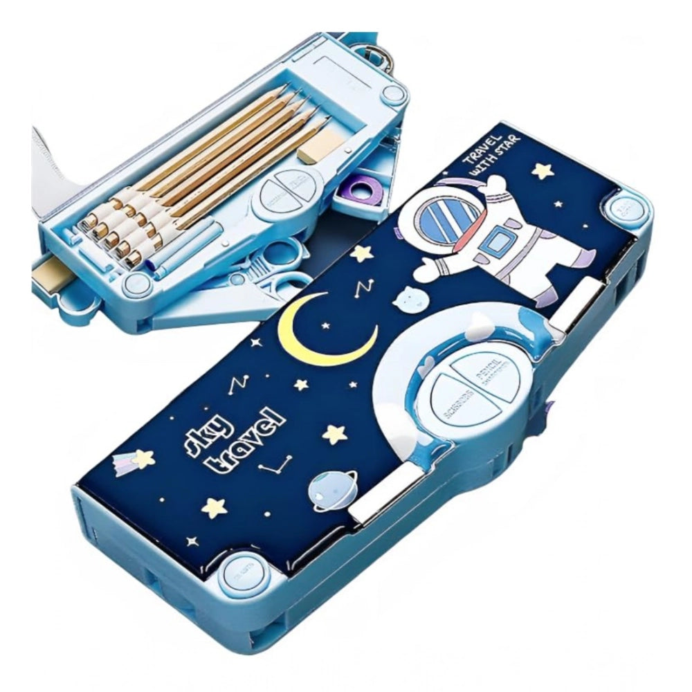 Generic Plastic Magnetic Pencil Case With Sharpener Compass Box For Kids (Multicolor )