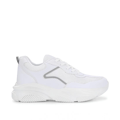 Generic Women's Casual Mesh Printed Lace-Ups Shoes (White)