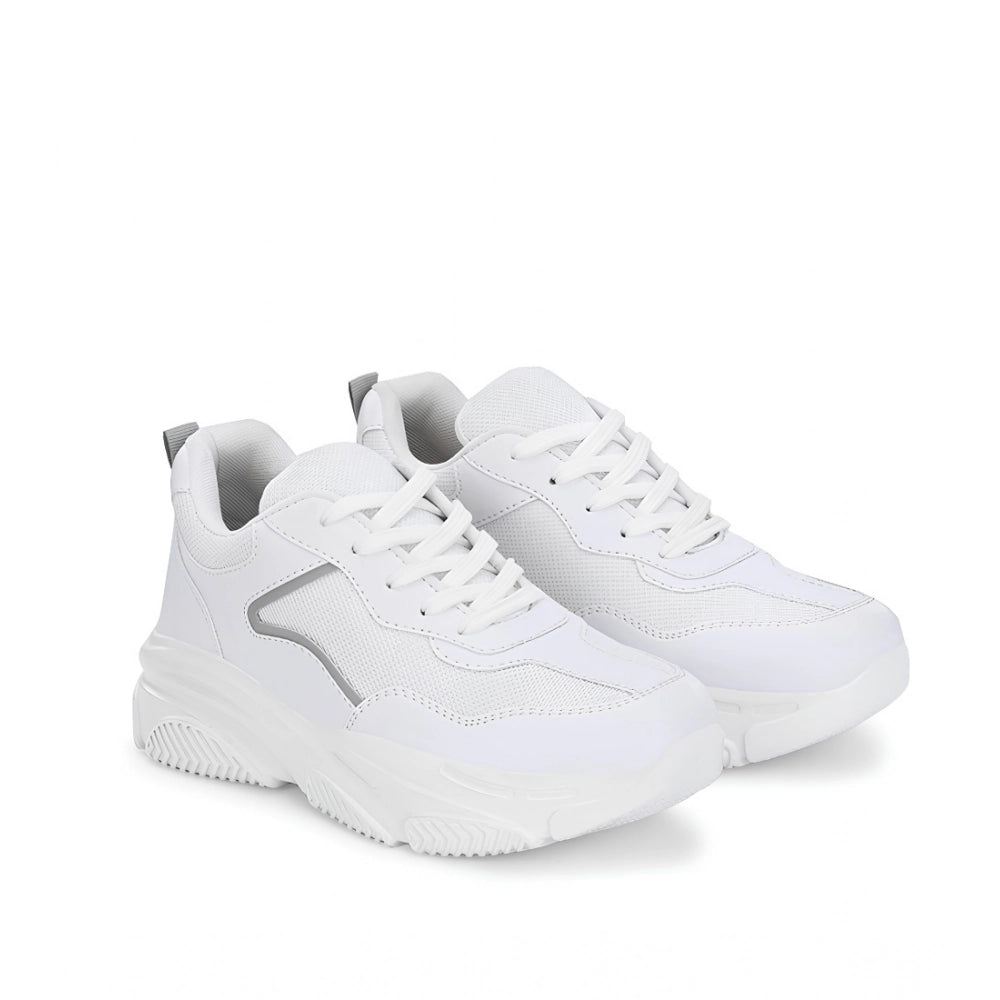 Generic Women's Casual Mesh Printed Lace-Ups Shoes (White)