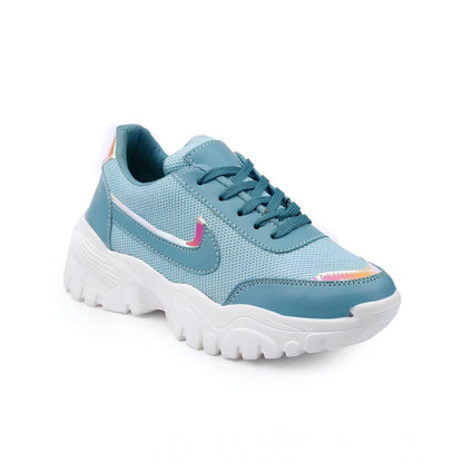 Generic Women's Casual Mesh Printed Lace-Ups Shoes (Blue)