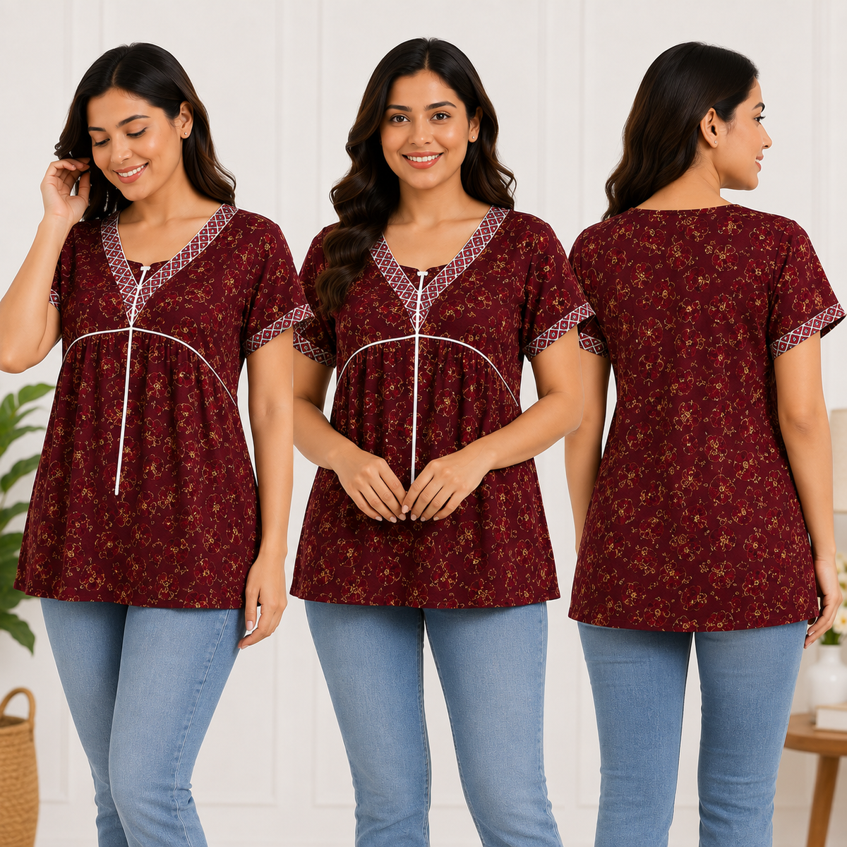 Women's Cotton Short Kurti | Casual Printed Top | Regular Fit Random Design and Color | Combo Pack