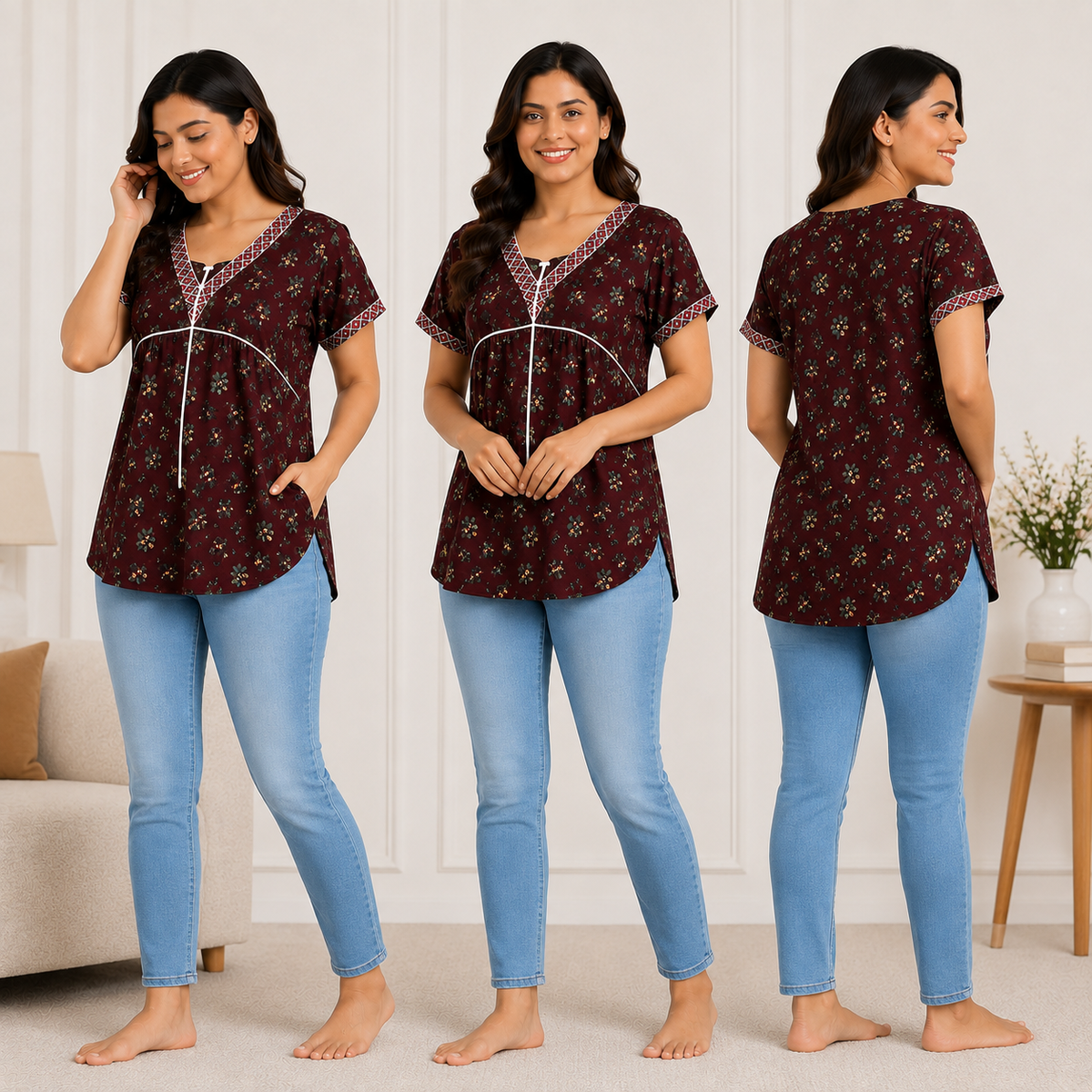 Women's Cotton Short Kurti | Casual Printed Top | Regular Fit Random Design and Color | Combo Pack