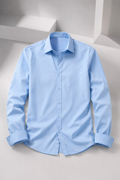 Men's Premium 100% Cotton Plain Full Sleeve Shirt | Heavy Stiff Collar & Cuff | Enzyme Washed | Laffer Peach Fabric